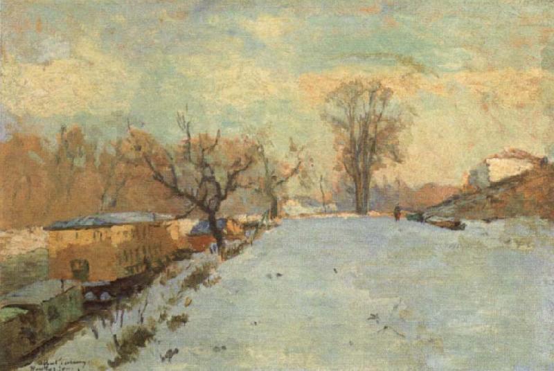 Albert Lebourg Road on the Banks of the Seine at Neuilly in Winter Norge oil painting art